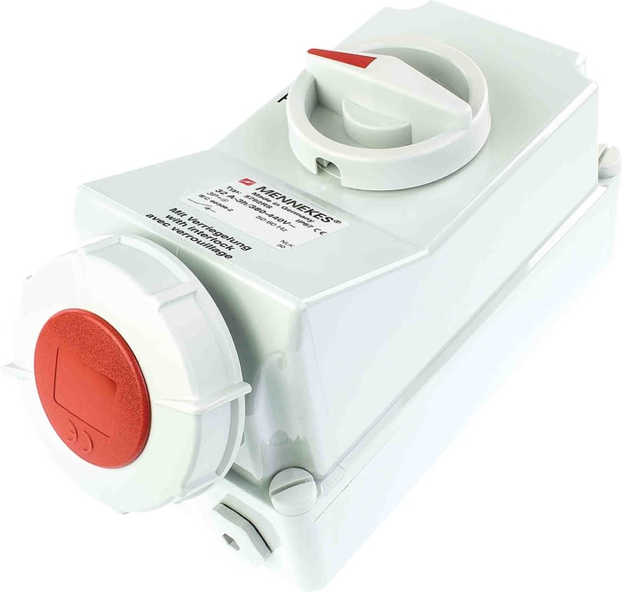 MENNEKES Switchable IP67 Industrial Interlock Socket 3PN+E, Earthing Position 6h, 16A, 400 V
