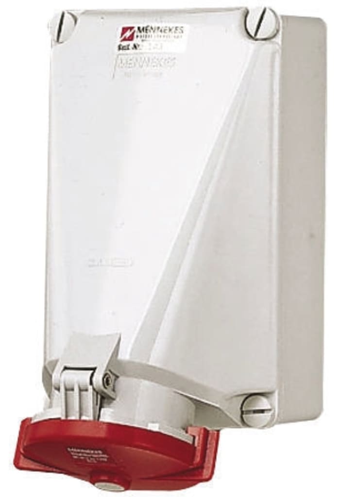 MENNEKES IP67 Red Wall Mount 5P Right Angle Socket, Rated At 125A, 415 V