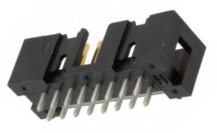 TE Connectivity AMP-LATCH Series Straight Through Hole PCB Header, 16 Contact(s), 2.54mm Pitch, 2 Row(s), Shrouded