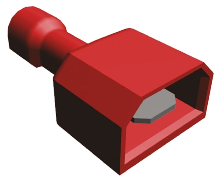 TE Connectivity Ultra-Fast .187 Clear, Red Insulated Male Spade Connector, Tab, 4.75 x 0.81mm Tab Size, 0.3mm² to 0.8mm²