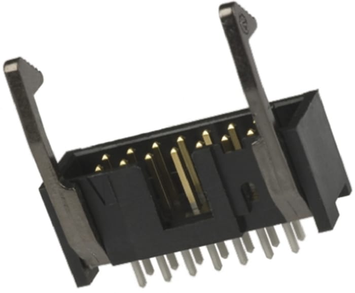 TE Connectivity AMP-LATCH Series Straight Through Hole PCB Header, 16 Contact(s), 2.54 mm Pitch, 2 Row, Shrouded