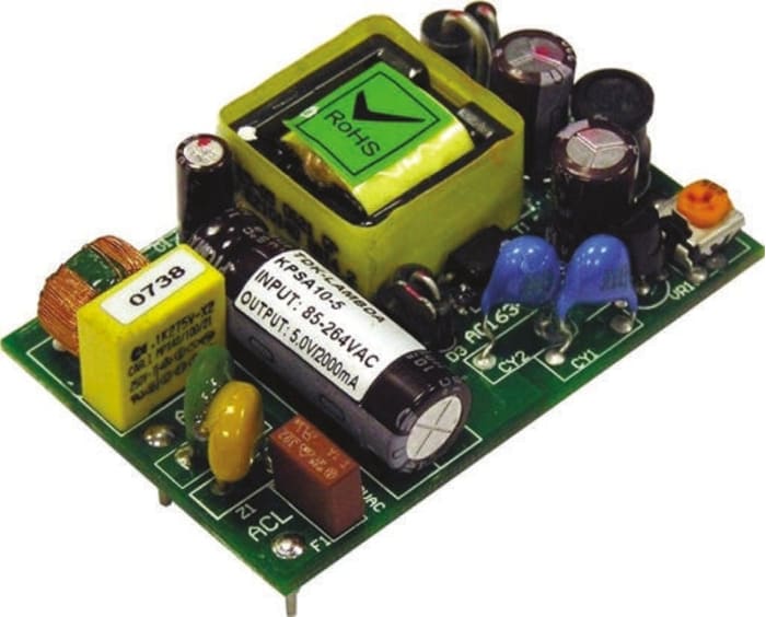 TDK-Lambda Embedded Switch Mode Power Supply (SMPS), KPSA10-5, 5V dc, 2A, 10W, 1 Output, 110 → 370 V dc, 85