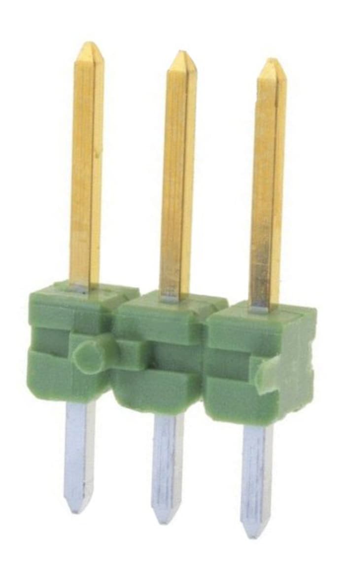 TE Connectivity AMPMODU MOD II Series Straight Through Hole Pin Header, 3 Contact(s), 2.54mm Pitch, 1 Row(s), Unshrouded