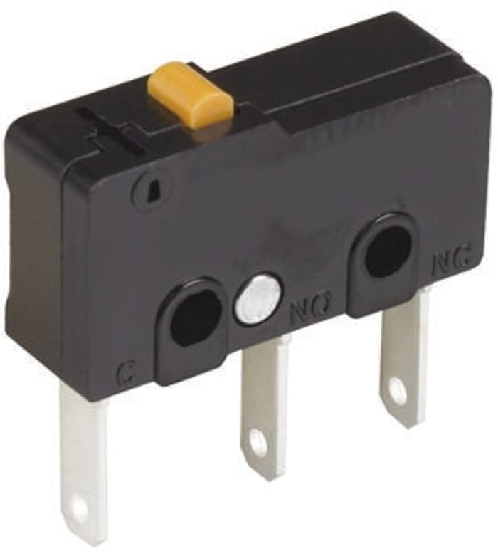 Omron Pin Plunger Micro Switch, Tab Terminal, 5 A @ 125 V ac, SPDT, IP40