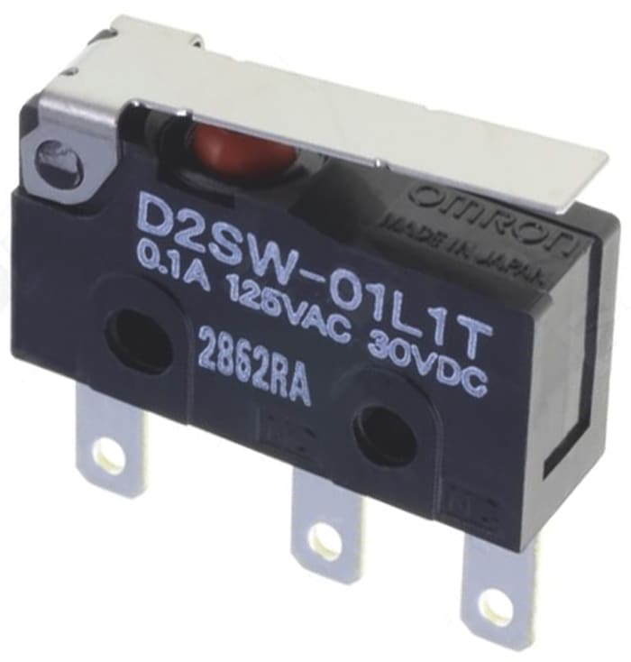 Omron Pin Plunger Micro Switch, Pre-wired Terminal, 100 mA @ 30 V dc, SPDT, IP67