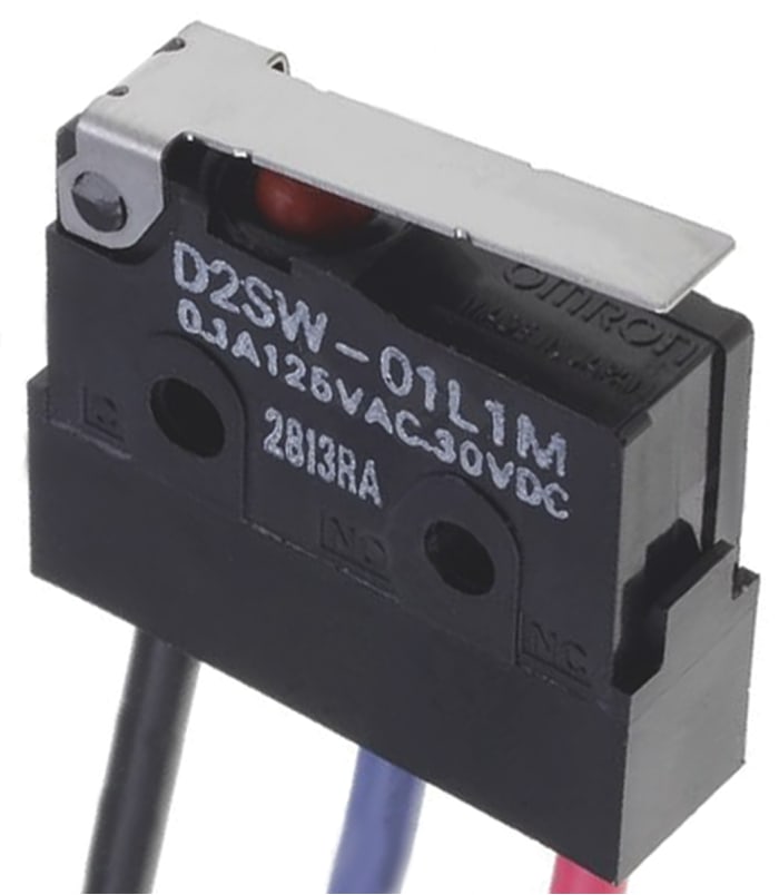 Microinterruptor, Palanca Articulada SPST 100 mA a 30 V dc