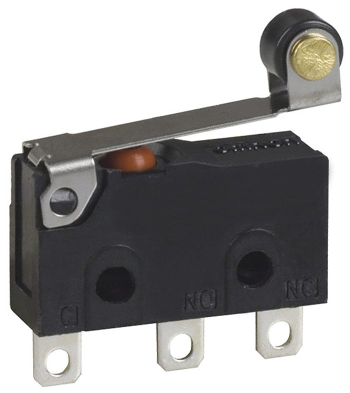 Omron Roller Lever Micro Switch, Solder Terminal, 100 mA, 30 V dc, SPDT, IP67