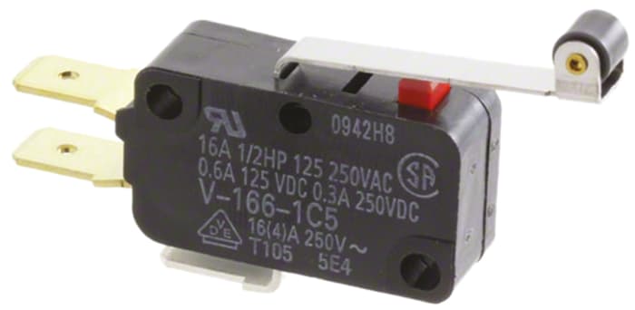 Omron Roller Lever Micro Switch, Solder Terminal, 16 A @ 250 V ac, SP-CO, IP40