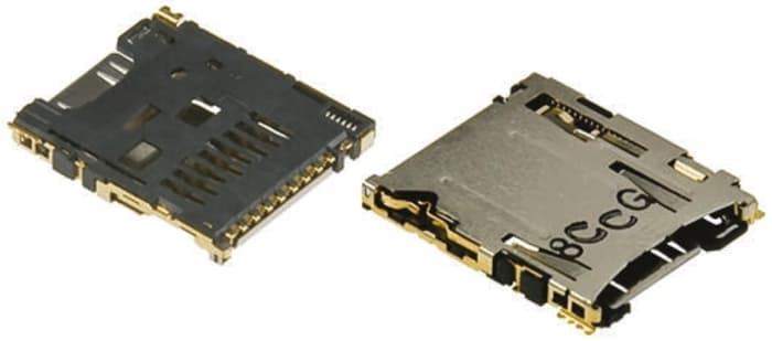 Hirose 8 Way Right Angle Micro SD Memory Card Connector With Solder Termination