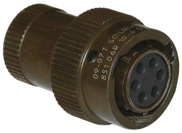 Souriau, 851, Copper Alloy 19 Way Cable Mount MIL Spec Circular Connector Plug, Pin Contacts,Shell Size 14, Bayonet