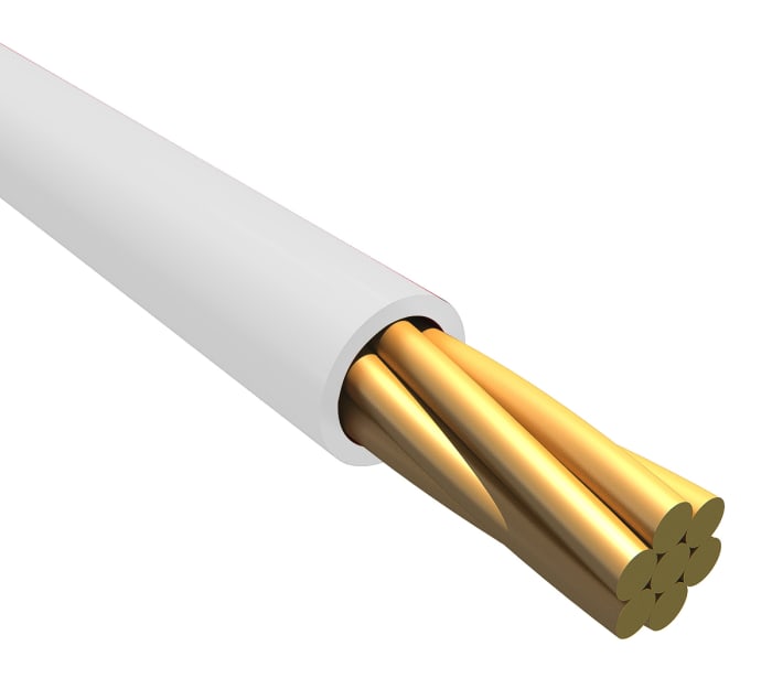 Alpha Wire Ecogen Ecowire Series White 0.08 mm² Hook Up Wire, 28 AWG, 7/0.12 mm, 30m, MPPE Insulation, 6710 WH005