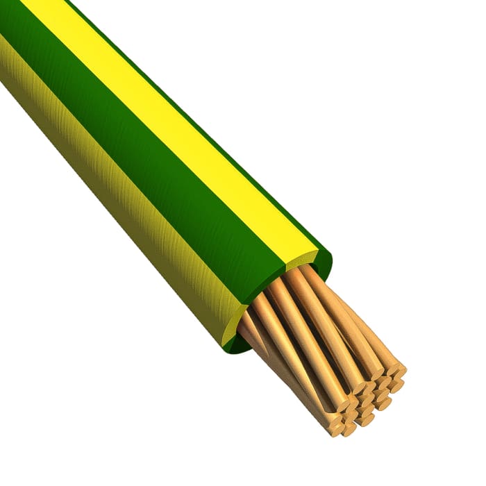 Alpha Wire Ecogen Ecowire Series Green/Yellow 1.3 mm² Hook Up Wire, 16 AWG, 26/0.25 mm, 30m, MPPE Insulation, 6716 GY005
