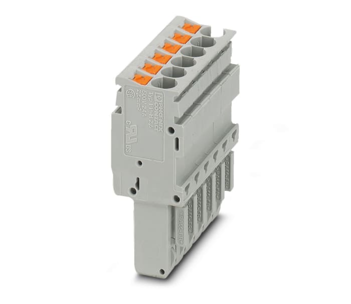 Phoenix Contact, PP-H 2.5/ 6, 6 Way, Pluggable Terminal Block, Plug, Push In Termination, 3209918
