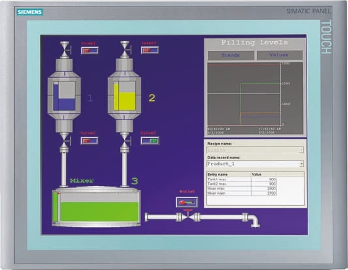 Siemens TP 1500 Series Touch Screen HMI - 15 in, TFT LCD Display, 1024 x 768pixels