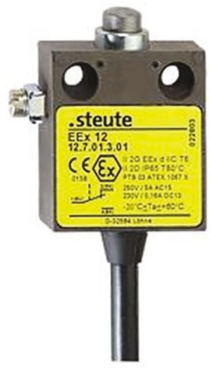Steute Plunger Limit Switch, NO/NC, IP65, Aluminium Alloy Housing, 250V ac Max, 5A Max