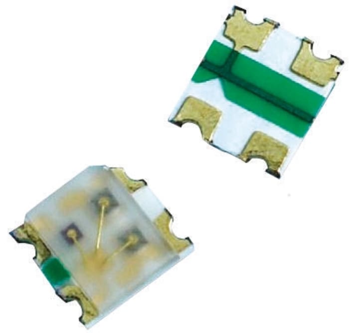LED Lite-On, Verde, Rojo, 470 / 525 / 624 nm, Vf= 2,4 V, 3,9 V, 130 °, mont. superficial, encapsulado 1615 de 3 pines
