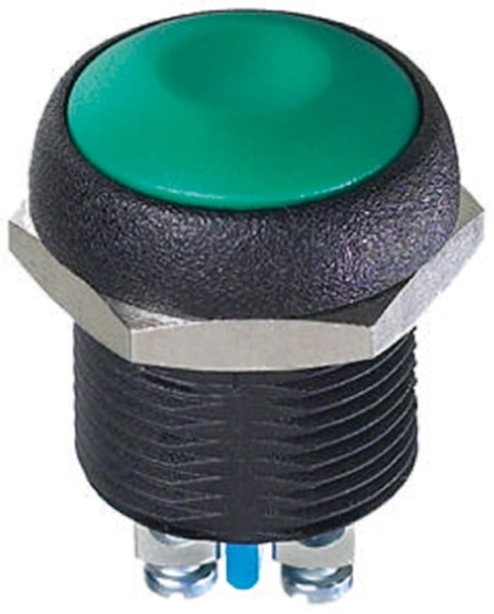 APEM Push Button Switch, Momentary, Panel Mount, 14.8mm Cutout, SPST, 250V ac, IP67