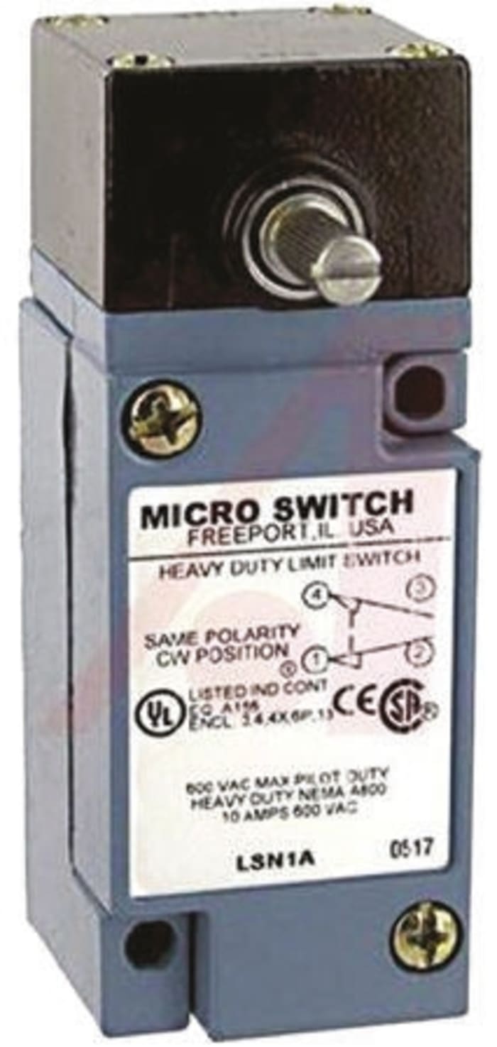 Honeywell HDLS Series Limit Switch, NO/NC, IP67, SPDT, Die Cast Zinc Housing, 600V ac Max, 10A Max