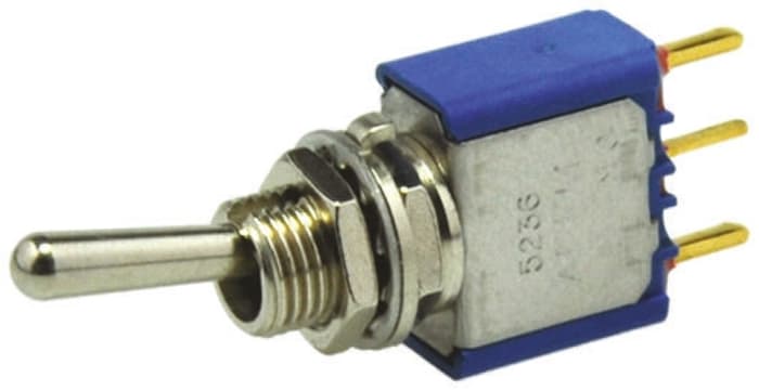APEM Toggle Switch, PCB Mount, On-Off-On, SPST, PC Terminal Terminal, 20V ac/dc