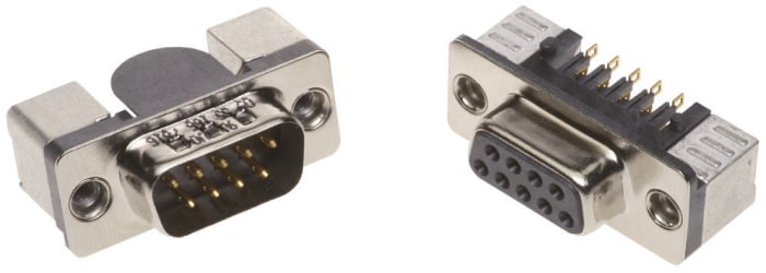 Harting D-Sub Standard 9 Way Right Angle SMT D-sub Connector Socket, 2.76mm Pitch, with 4-40 UNC Female Screwlocks,