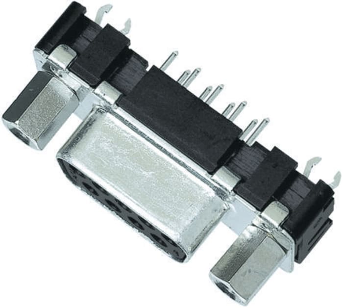 HARTING 15 Way Through Hole D-sub Connector Socket, 2.74mm Pitch, with 4-40 UNC Threaded Inserts, Boardlocks