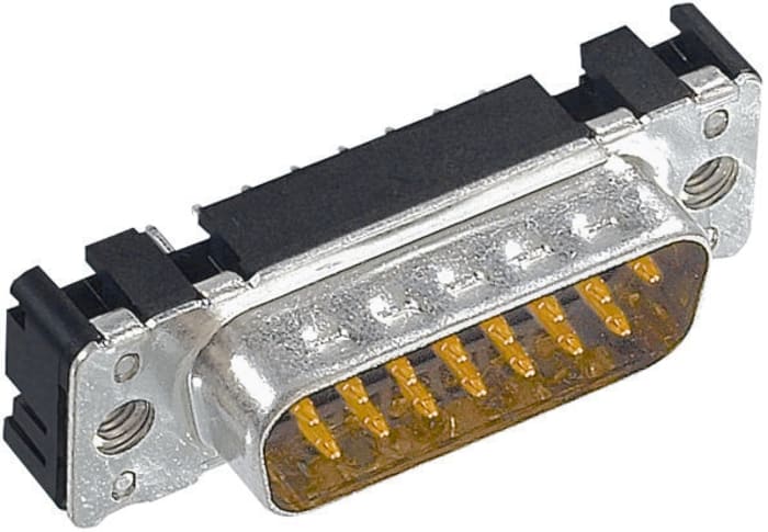 HARTING 25 Way Through Hole D-sub Connector Plug, 2.76mm Pitch, with 4-40 UNC Threaded Inserts, Boardlocks