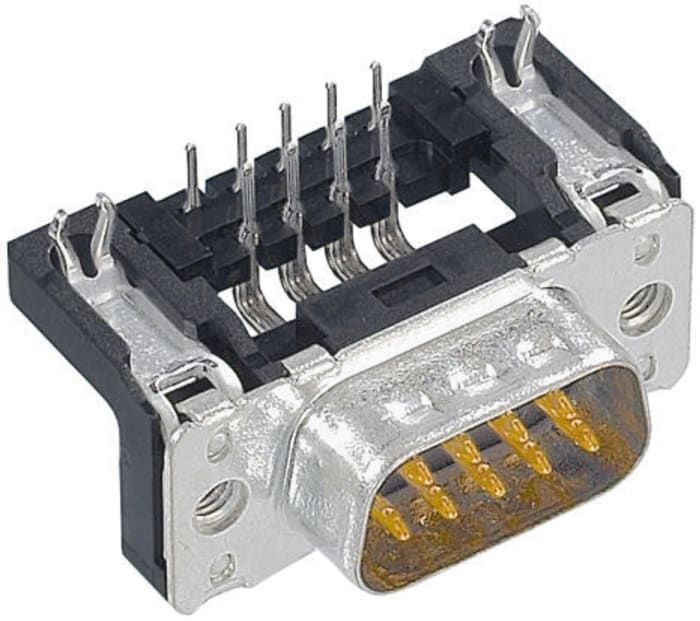 HARTING D-Sub Standard 9 Way Right Angle Through Hole D-sub Connector Plug, 2.74mm Pitch, with 4-40 UNC Threaded