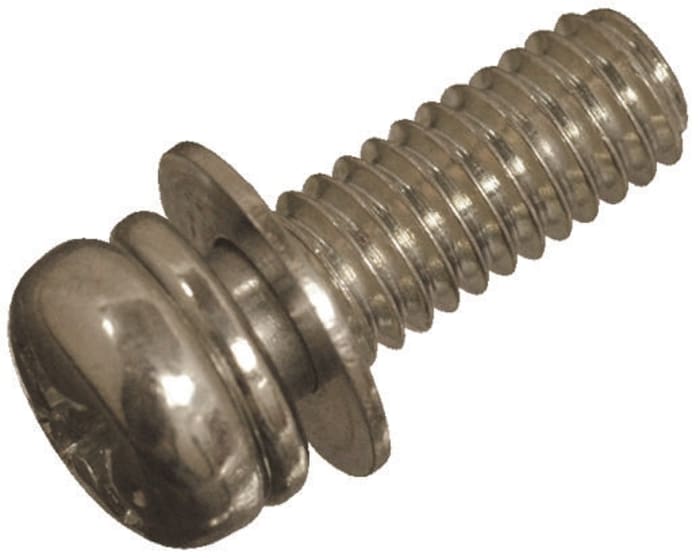 M5 x 15 mmmm Steel Pan Head Sems Screw, Plain Washer