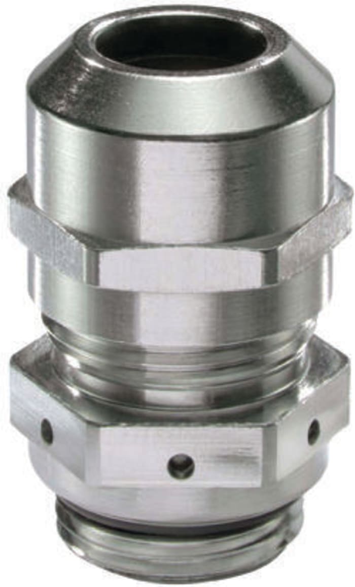 Nickel Plated Brass Cable Gland, M25 Thread, 9mm Min, 17mm Max, IP69K