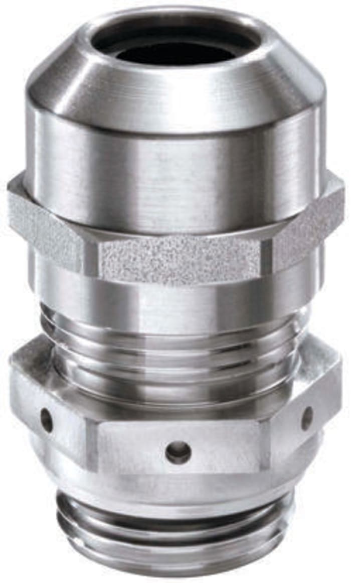 VentGLAND Series Metallic Stainless Steel Cable Gland, M32 Thread, 13mm Min, 21mm Max, IP69K