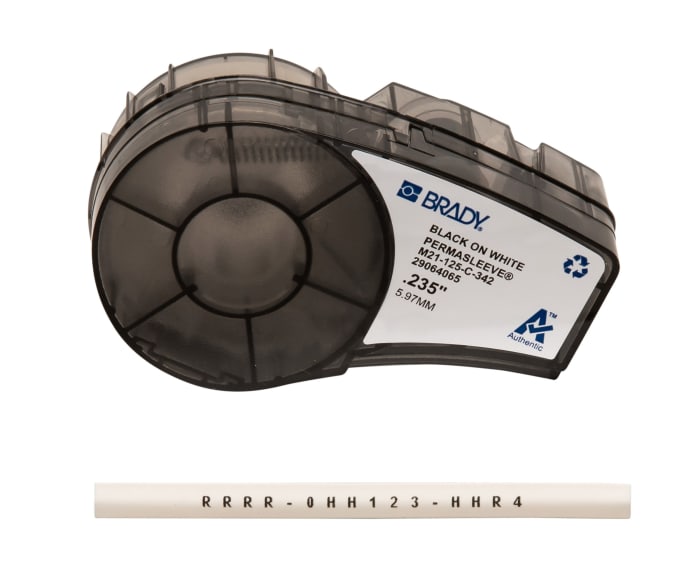 Ruban pour étiqueteuse Brady 2,13 m x 5,97 mm Noir sur Noir sur blanc