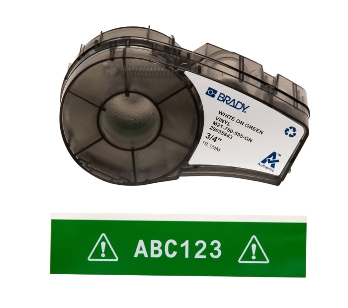 M21750595GN Brady Brady B595 Vinyl White on Green Label Printer