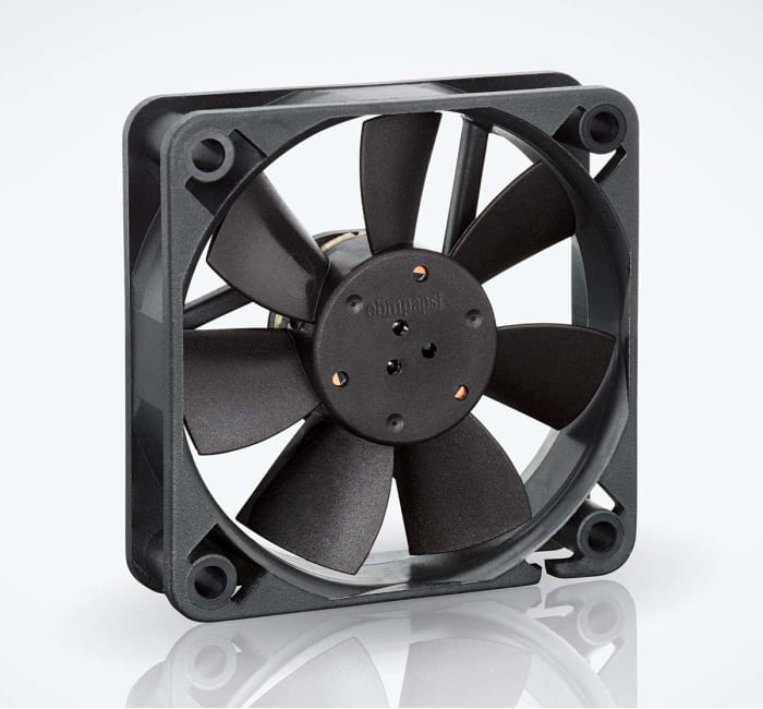 ebm-papst 600 F Series Axial Fan, 24 V dc, DC Operation, 29m³/h, 1.1W, 45mA Max, IP20, 60 x 60 x 15mm