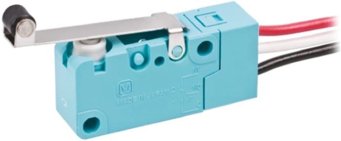 Panasonic Roller Lever Microswitch, Pre-wired Terminal, 5 A @ 250 V ac, SPDT, IP67