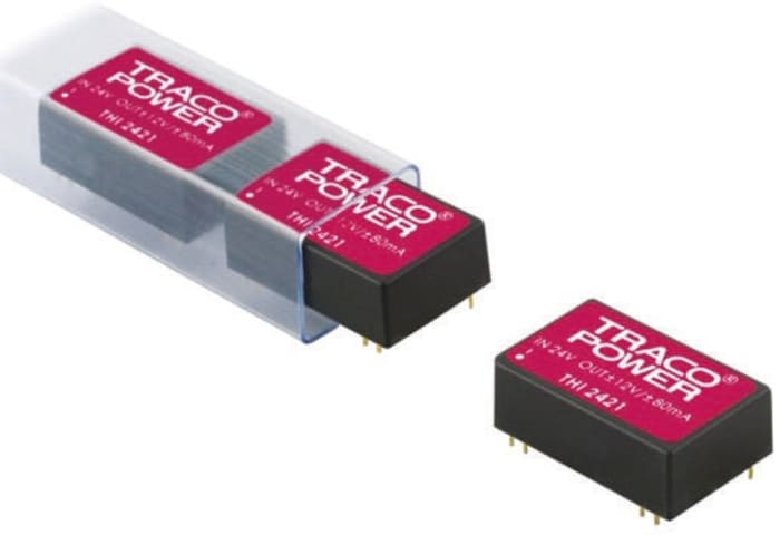 TRACOPOWER THI DC-DC Converter, 5V dc/ 400mA Output, 4.5 → 5.5 V dc Input, 2W, Through Hole, +75°C Max Temp