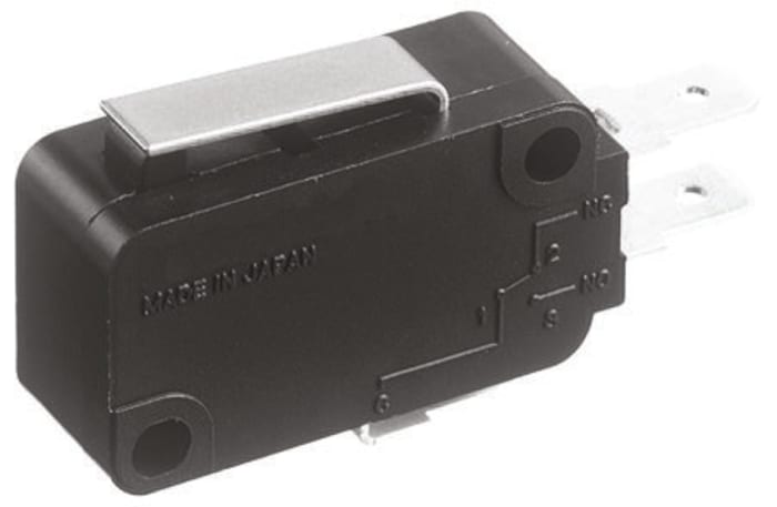 Panasonic Short Hinge Lever Microswitch, Tab Terminal, 16 A @ 250 V ac, SPDT