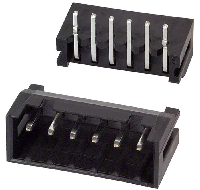 Hirose DF3 Series Right Angle Through Hole PCB Header, 6 Contact(s), 2 mm Pitch, 1 Row, Shrouded