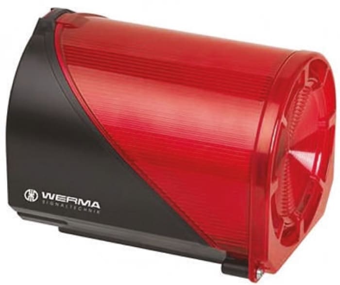 Werma 444 Series Red Sounder Beacon, 24 V ac/dc, IP65, Wall Mount, 114dB at 1 Metre