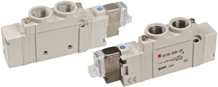 SMC 5/3 Pneumatic Solenoid Valve - Pilot/Pilot G 1/4 SY7000 Series 24V dc