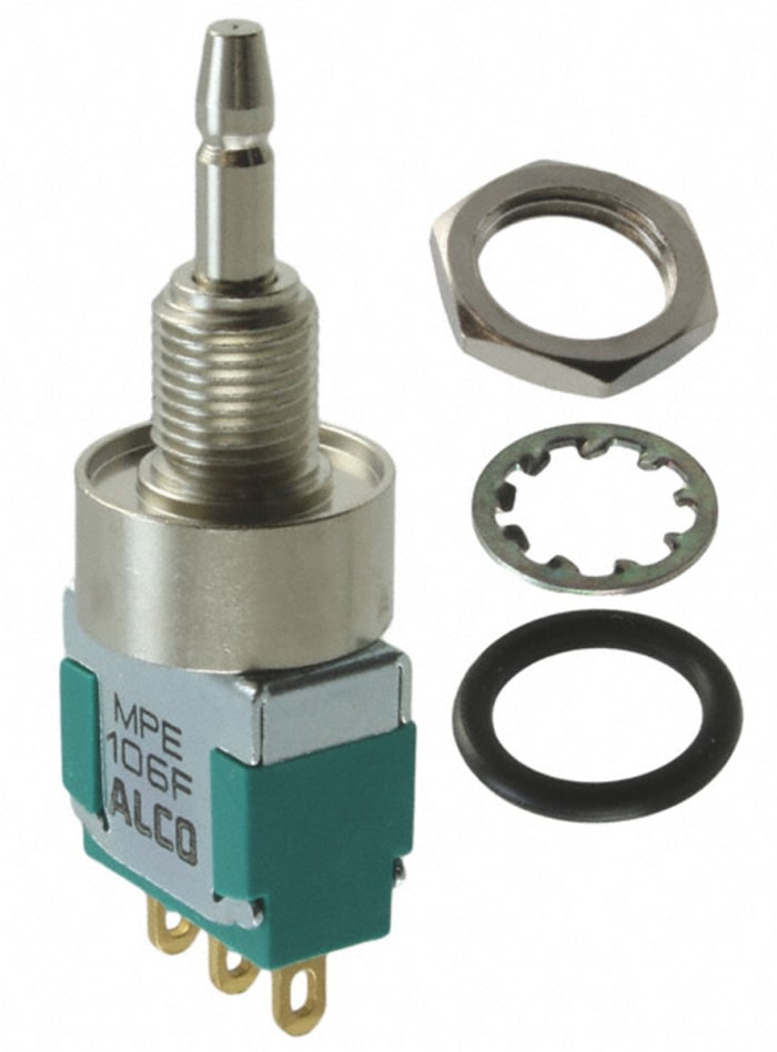 KNITTER-SWITCH Miniature Push Button Switch, Momentary, Panel Mount, 5.6mm Cutout, SPDT, 125/250V ac, IP67