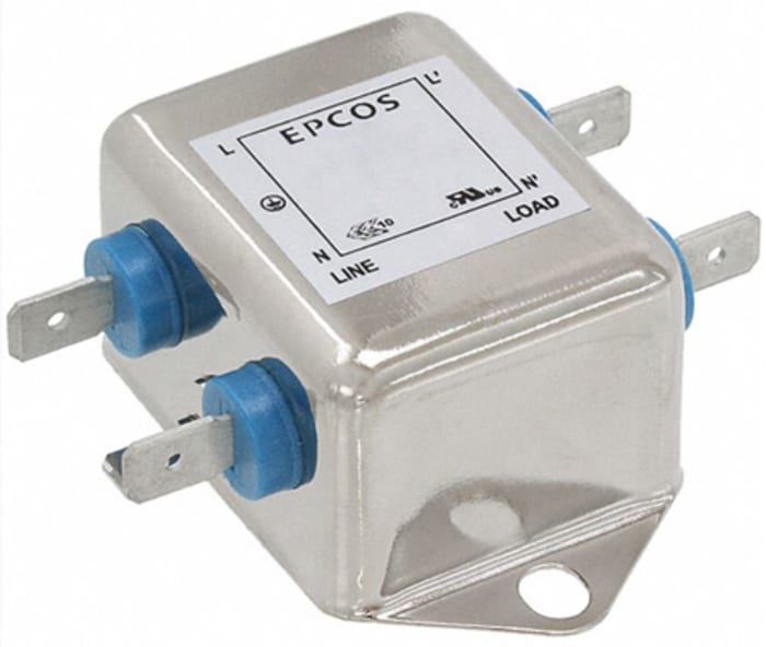 EPCOS, B84111F 10A 250 V ac/dc 60Hz, Flange Mount EMC Filter, Tab, Single Phase