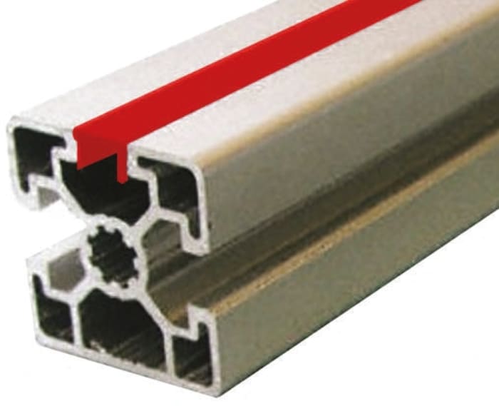 Perfil de cubrimiento Bosch Rexroth MGE de PVC Rojo de 2m, para usar con ranura de 10mm, perfil de 40 mm, 45 mm, 50 mm,