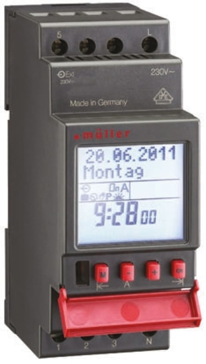 1 Channel Digital DIN Rail Time Switch Measures Minutes, 230 V ac