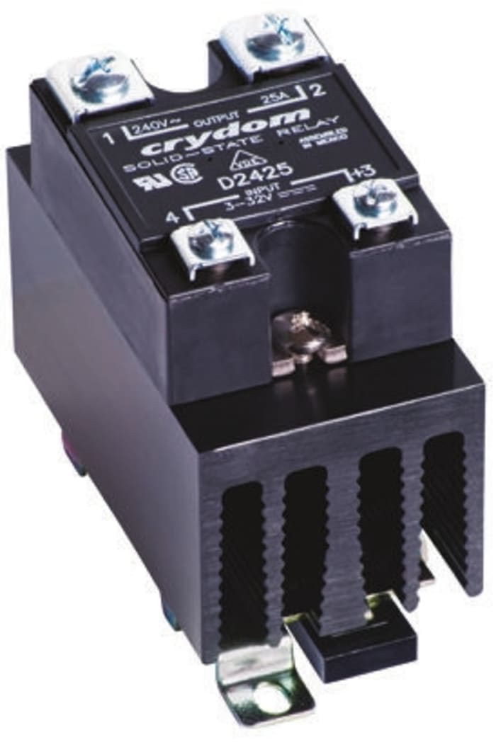 Sensata Crydom HS301DR Series Solid State Relay, 24 A Load, DIN Rail Mount, 280 V ac Load, 32 V Control