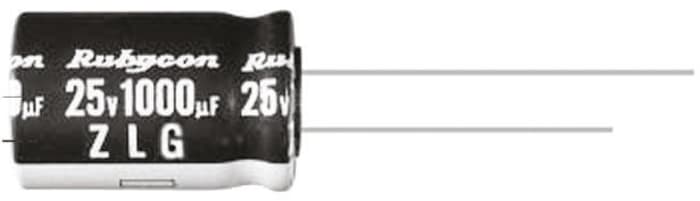 Rubycon 1000μF Aluminium Electrolytic Capacitor 50V dc, Radial, Through Hole - 50ZL1000MEFC16X25