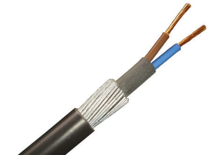 RS PRO 2 Core Polyvinyl Chloride PVC Armoured Cable 90°C