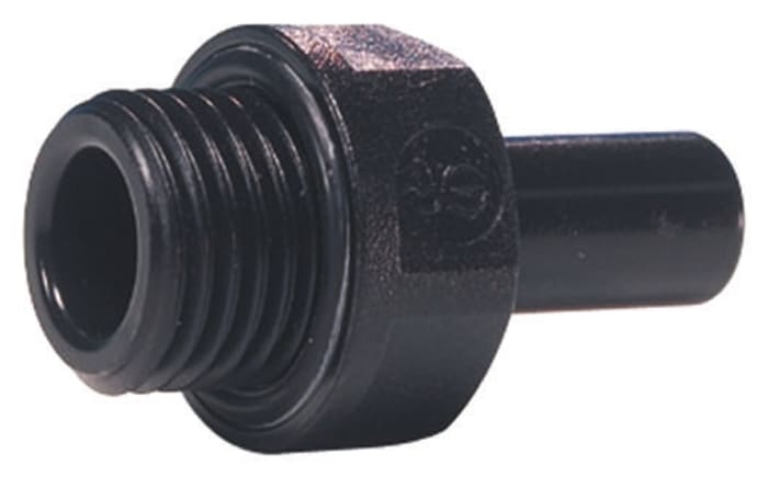 John Guest PM Series Straight Threaded Adaptor, R 1/8 Male to Push In 6 mm, Threaded-to-Tube Connection Style