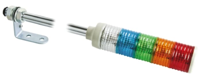 Schneider Electric Harmony XVC6 Series Red/Green/Amber/Blue/Clear Signal Tower, 5 Lights, 24 V ac/dc, Tube Mount