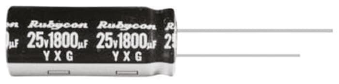 Rubycon 100μF Aluminium Electrolytic Capacitor 50V dc, Radial, Through Hole - 50YXG100MEFC8X11.5