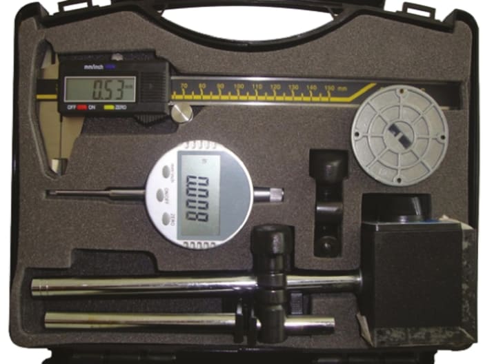 Kit de mesure RS PRO 0 → Pied à coulisse 150 mm, 0 → Voyant électronique 25 mm, base magnétique
